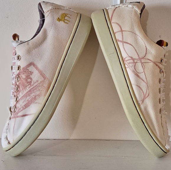 L.A.M.B GWEN STEFANI SNEAKER ROYAL ELASTICS WHITE CANVAS SLIP ON PINK SHOES 9 - Picture 1 of 7